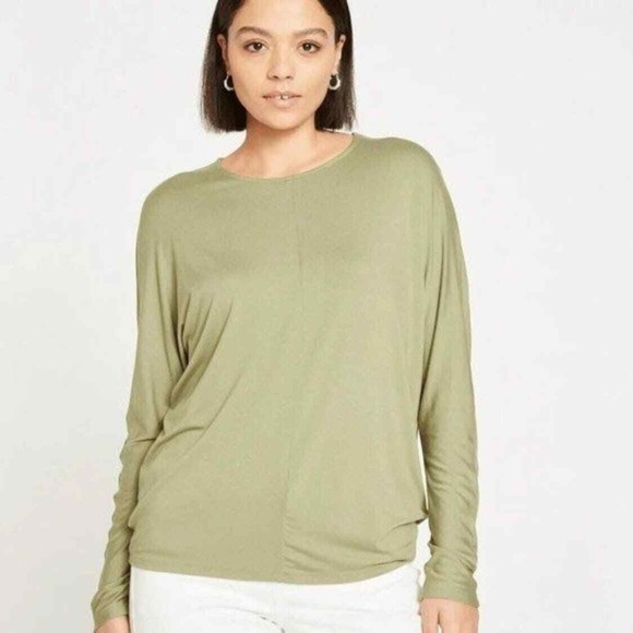 Universal Standard Tops - UNIVERSAL STANDARD liquid Jersey Crew Neck Dolman Top Womens XS Oil Green Casual